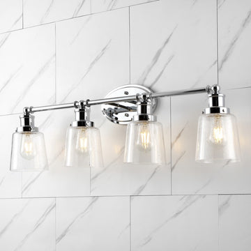 Beverly Iron/Seeded Glass Classic Cottage LED Vanity Light - JONATHAN Y